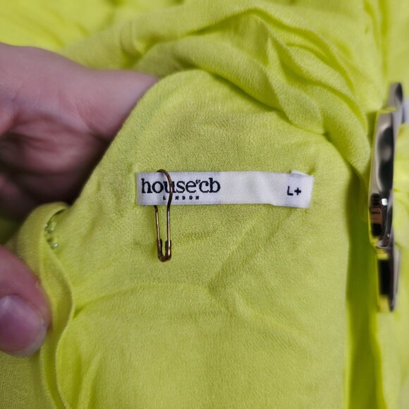 House of CB Olessia Acid Lime Backless Halter Maxi Dress Size L+ XL - Picture 5 of 13